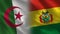 Algeria and Bolivia Realistic Half Flags Together