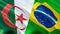 Algeria and Brazil flags. 3D Waving flag design. Algeria Brazil flag, picture, wallpaper. Algeria vs Brazil image,3D rendering.