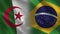 Algeria and Brazil Realistic Half Flags Together