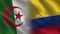 Algeria and Colombia Realistic Half Flags Together