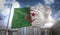 Algeria Flag 3D Rendering on Blue Sky Building Background