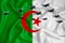 Algeria flag, background with space for your logo - military 3D illustration. Air parade, military air show, air parade of