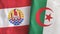 Algeria and French Polynesia two flags textile cloth 3D rendering