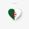 Algeria heart shaped flag. Origami paper cut Algerian national banner