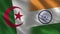 Algeria and India Realistic Half Flags Together