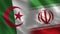 Algeria and Iran Realistic Half Flags Together