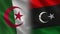 Algeria and Libya Realistic Half Flags Together