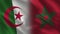Algeria and Morocco Realistic Half Flags Together