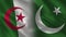 Algeria and Pakistan Realistic Half Flags Together