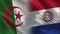 Algeria and Paraguay Realistic Half Flags Together