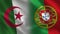 Algeria and Portugal Realistic Half Flags Together