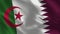 Algeria and Qatar Realistic Half Flags Together