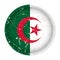 Algeria - round metal scratched flag, holes