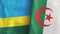 Algeria and Rwanda two flags textile cloth 3D rendering