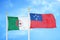 Algeria and Samoa two flags on flagpoles and blue sky