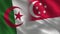 Algeria and Singapore Realistic Half Flags Together