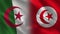 Algeria and Tunisia Realistic Half Flags Together