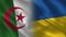 Algeria and Ukraine Realistic Half Flags Together