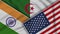 Algeria United States of America India Flags Together Fabric Texture Illustration