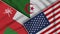 Algeria United States of America Oman Flags Together Fabric Texture Illustration