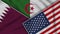 Algeria United States of America Qatar Flags Together Fabric Texture Illustration