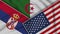Algeria United States of America Serbia Flags Together Fabric Texture Illustration