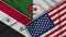 Algeria United States of America Syria Flags Together Fabric Texture Illustration