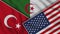 Algeria United States of America Turkey Flags Together Fabric Texture Illustration
