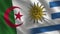 Algeria and Uruguay Realistic Half Flags Together