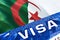 Algeria visa document close up. Passport visa on Algeria flag. Algeria visitor visa in passport,3D rendering. Algeria multi