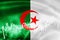 Algerian flag, stock market, exchange economy and Trade, oil production, container ship in export and import business and