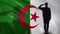 Algerian soldier silhouette saluting against national flag, military forces