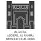 Algiera, Algiers, Al Rahma Mosque Of Algiers travel landmark vector illustration