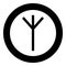 Algiz Elgiz rune elk reed defence symbol icon black color vector in circle round illustration flat style image