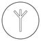 Algiz Elgiz rune elk reed defence symbol icon outline black color vector in circle round illustration flat style image