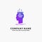 Algorithm, brain, conclusion, process, thinking Purple Business Logo Template. Place for Tagline