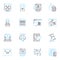 Algorithm Design linear icons set. Optimization, Computation, Complexity, Modeling, Heuristics, Algorithms, Data line