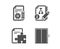 Algorithm, Documentation and Strategy icons. Lift sign. Project, Puzzle, Elevator. Vector