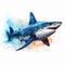 Algorithmic Art: Stunning Shark Illustration On White Background