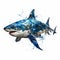 Algorithmic Art: Stunning Shark Illustration On White Background