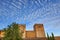 Alhambra Castle Walls Morning Sky Granada Cityscape Andalusia Sp