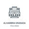 alhambra granada icon vector from tipical spanish collection. Thin line alhambra granada outline icon vector illustration. Linear
