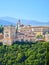 Alhambra Palace complex in Granada, Spain. The amazing sample of Moorish architecture