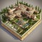 The Alhambra Spain detailed 3D isometric perspective of the Alhambra in Granada AI GENERATED
