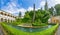 Alhambra. Water and coolness of Generalife Garden on a sunny hot day