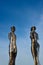 Ali and Nino love story art metal statue with mountains and sea Batumi Georgia