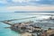 ALICANTE, SPAIN - FEBRUARY 12, 2016: A view from Santa Barbara Castle to a port of the city with a plenty of yachts