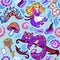 Alice in Wonderland seamless pattern. Vector illustration