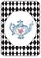 Alice in Wonderland Watercolor hand drawn  characters on Grunge vintage  black and white diamond checker circus  banner