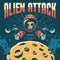 Alien astronaut attack with laser guns